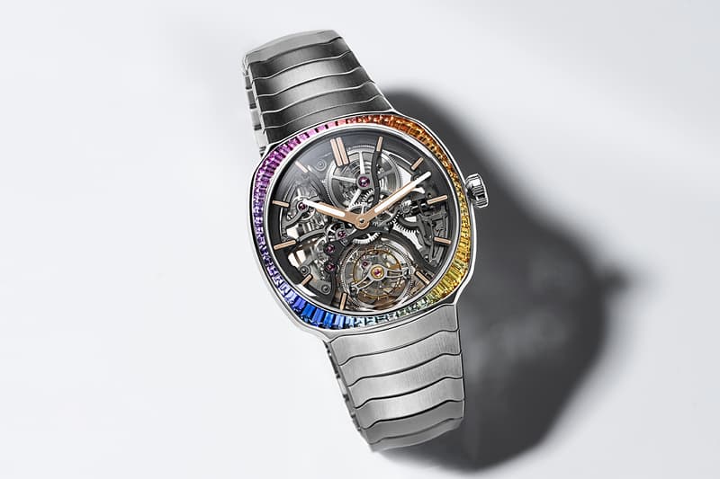 H. Moser & Cie. Streamliner Tourbillon Skeleton Rainbow Release Info 60 baguette-cut sapphires HMC 814 movement