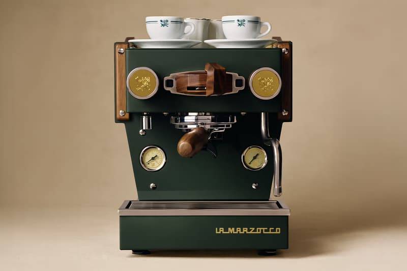 Café Leon Dore and La Morzocco Team Up for New Collaborative Capsule cloths coffee machine apron artisinal coffee curated menu 