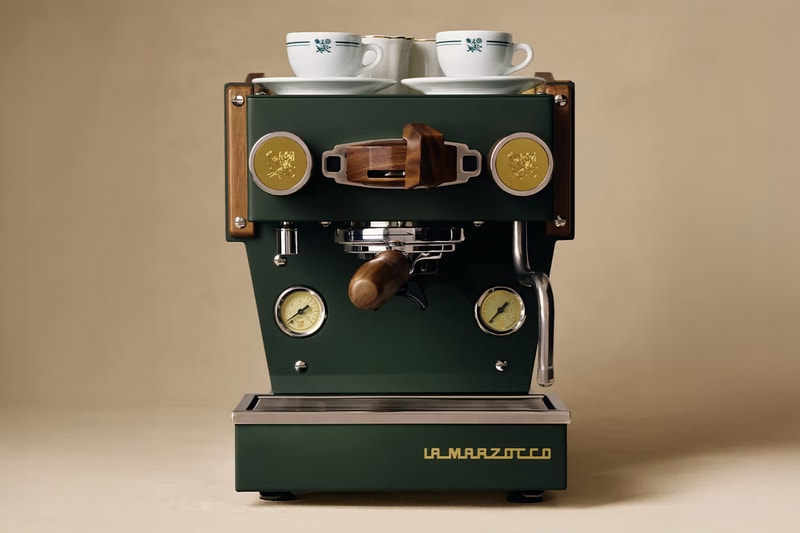 Café Leon Dore and La Morzocco Team Up for New Collaborative Capsule cloths coffee machine apron artisinal coffee curated menu 