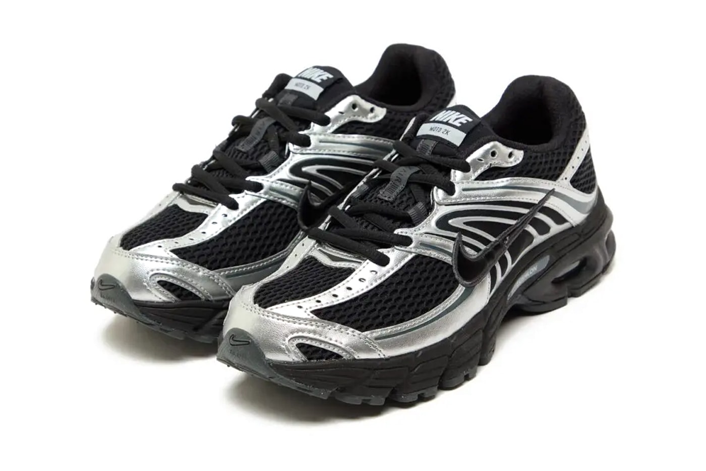 Nike Air Max Moto 2K “Black/Metallic Silver/Anthracite” HQ2056-007 women's Release Info Swoosh CUSHLON