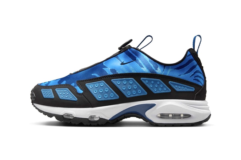 Official Look at the Nike Air Max Sunder "Blue Camo" swoosh zipper shroud retro shoes Court Blue/Aluminum-Blue Tint IB6863-400 release ino