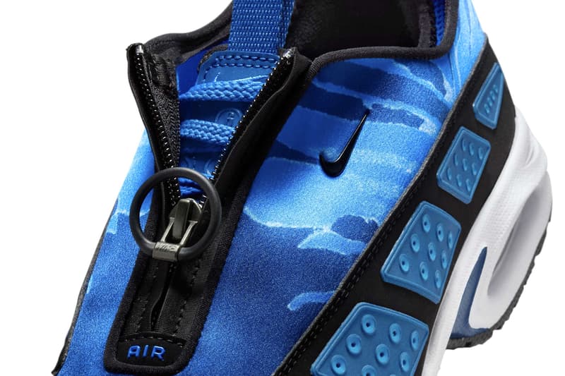 Official Look at the Nike Air Max Sunder "Blue Camo" swoosh zipper shroud retro shoes Court Blue/Aluminum-Blue Tint IB6863-400 release ino