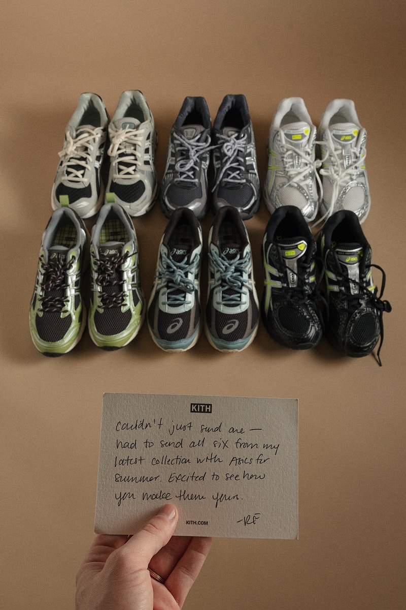 Kith ASICS Summer 2025 Lineup Release Info date store list buying guide photos price GEL-KAYANO 12.1, GEL-NUNOBIKI, GEL-NIMBUS 10.1, and JOG 100S 1203A846-020, 1203A930-020, 1203A845-200, 1203A844-100, 1203A844-001, and 1203A848-200