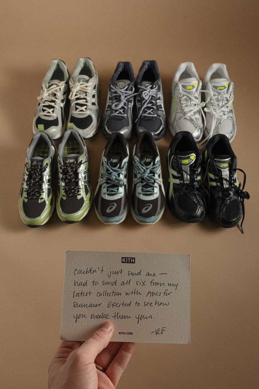 Kith ASICS Summer 2025 Lineup Release Info date store list buying guide photos price GEL-KAYANO 12.1, GEL-NUNOBIKI, GEL-NIMBUS 10.1, and JOG 100S 1203A846-020, 1203A930-020, 1203A845-200, 1203A844-100, 1203A844-001, and 1203A848-200