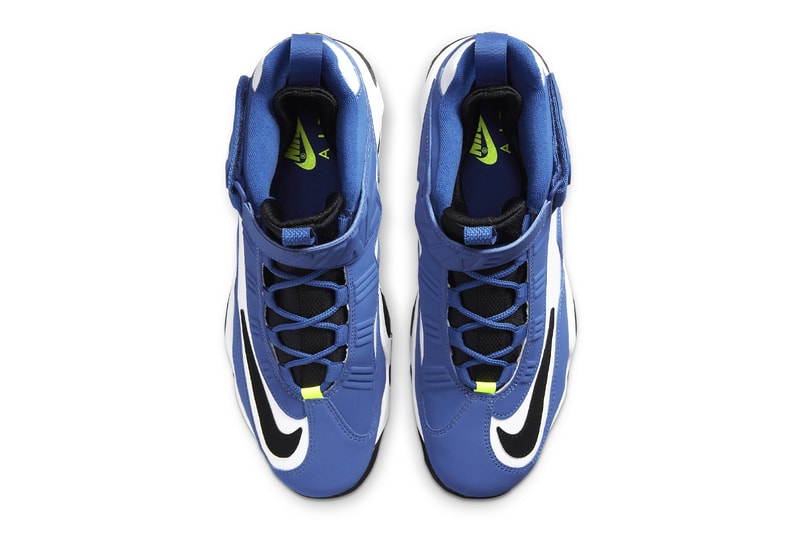 Official Look at the Nike Air Griffey Max 1 "Varsity Royal" 2025 return spring baseball shoe high top black-volt Ken Griffey Jr.’s favorite Mariners shade.