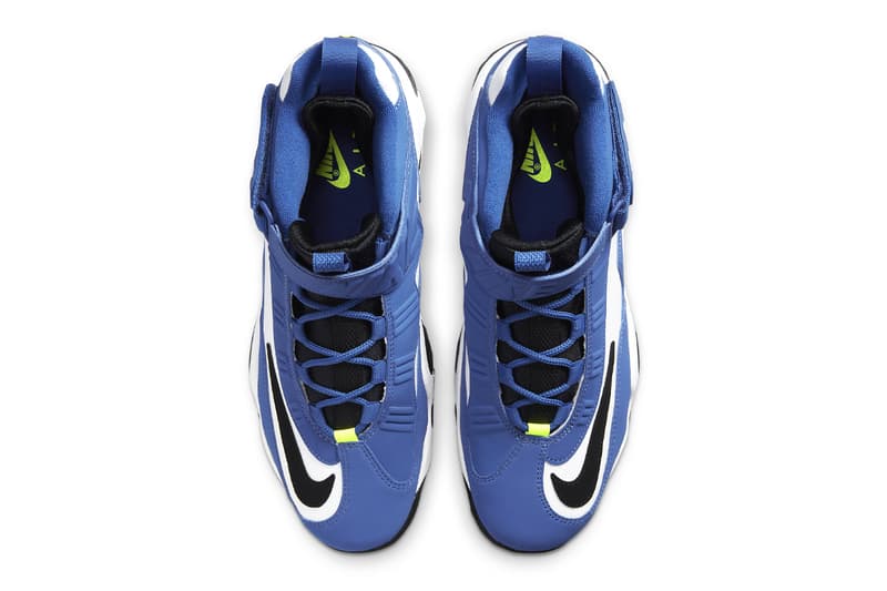 Official Look at the Nike Air Griffey Max 1 "Varsity Royal" 2025 return spring baseball shoe high top black-volt Ken Griffey Jr.’s favorite Mariners shade.