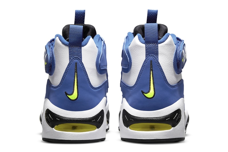 Official Look at the Nike Air Griffey Max 1 "Varsity Royal" 2025 return spring baseball shoe high top black-volt Ken Griffey Jr.’s favorite Mariners shade.