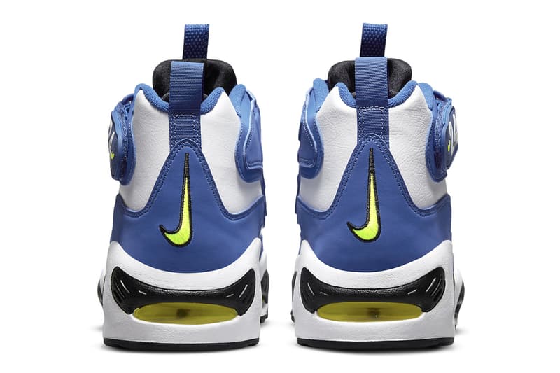 Official Look at the Nike Air Griffey Max 1 "Varsity Royal" 2025 return spring baseball shoe high top black-volt Ken Griffey Jr.’s favorite Mariners shade.