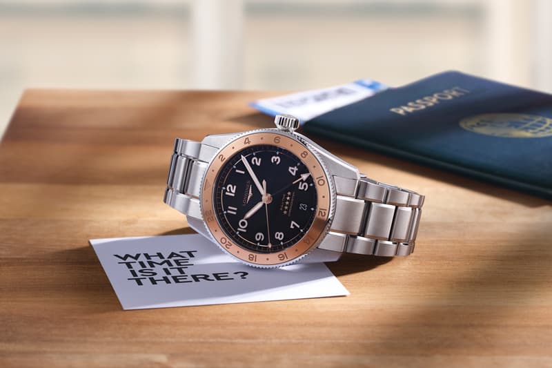 longines spirit zulu time 1925 anniversary 100 years wristwatch dual time zone commemorative henry cavill zero median greenwich rose gold alloy accents planisphere engraving 39mm nato strap stainless steel bracelet 