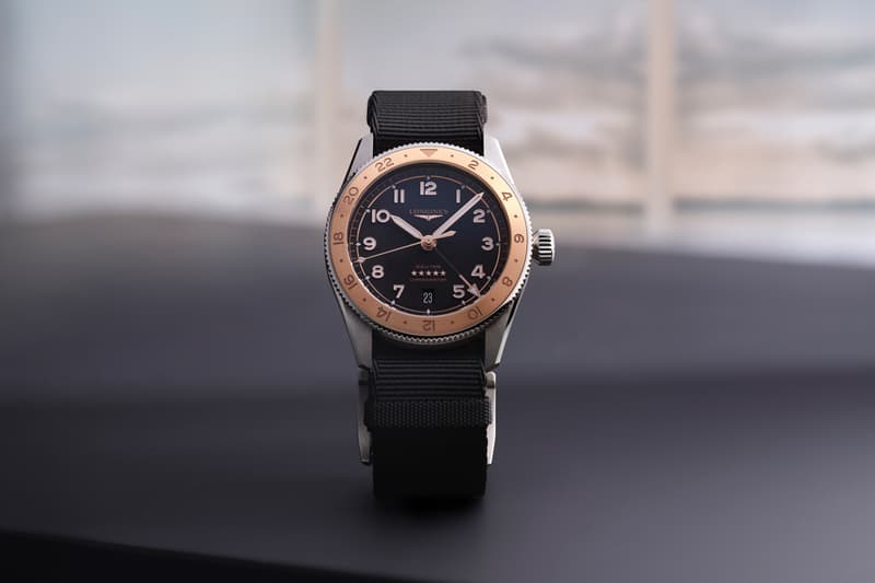 longines spirit zulu time 1925 anniversary 100 years wristwatch dual time zone commemorative henry cavill zero median greenwich rose gold alloy accents planisphere engraving 39mm nato strap stainless steel bracelet 