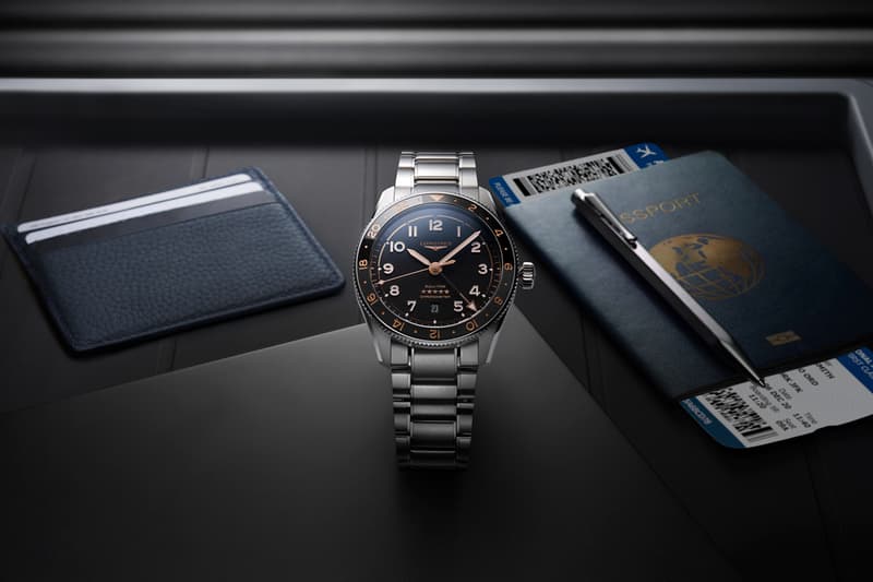 longines spirit zulu time 1925 anniversary 100 years wristwatch dual time zone commemorative henry cavill zero median greenwich rose gold alloy accents planisphere engraving 39mm nato strap stainless steel bracelet 