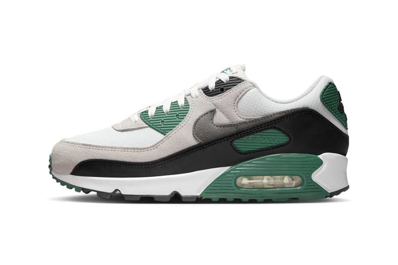 Official Look at the Nike Air Max 90 "Evergreen Aura" DM0029-116 Summit White/Evergreen Aura-Vast Grey-Smoke Grey