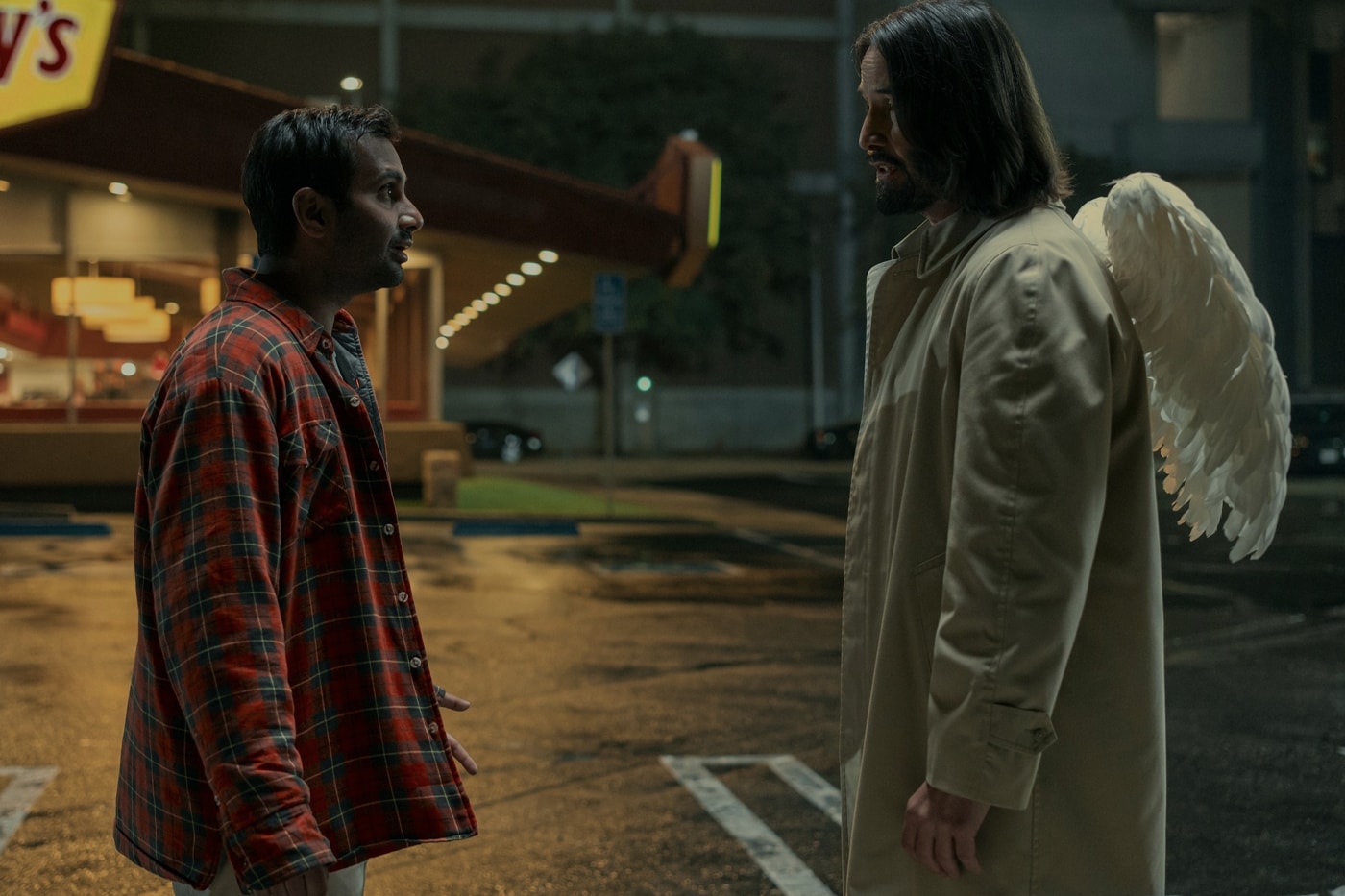 Keanu Reeves Is a Guardian Angel to Aziz Ansari in Comedy 'Good Fortune' Teaser Trailer lionsgate seth rogan sandra oh lionsgate
