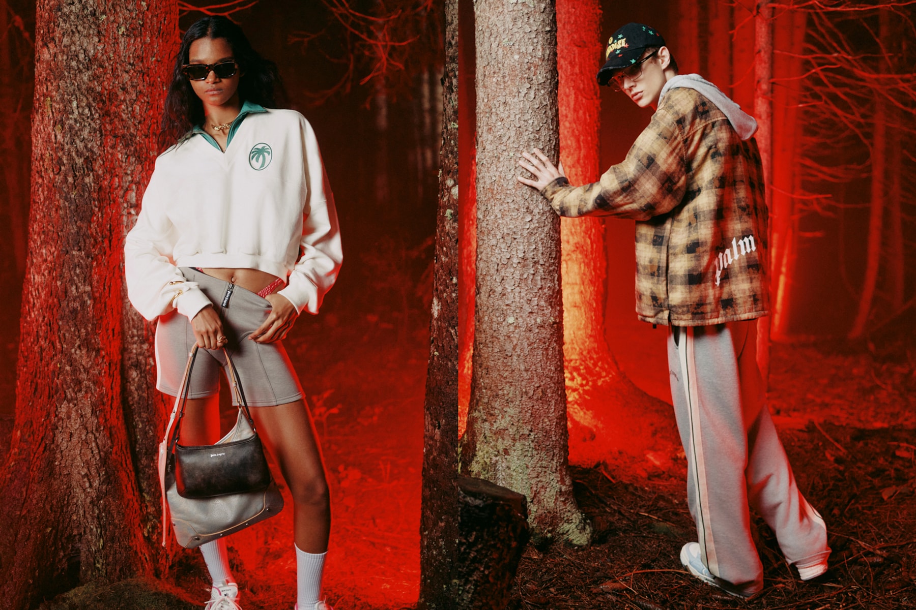 palm angels spring summer 2025 collection prints palm tree logo tracksuits PA4 Fluo runner venice sneaker trunks swimming coord tie dye shorts bomber jacket sequin 