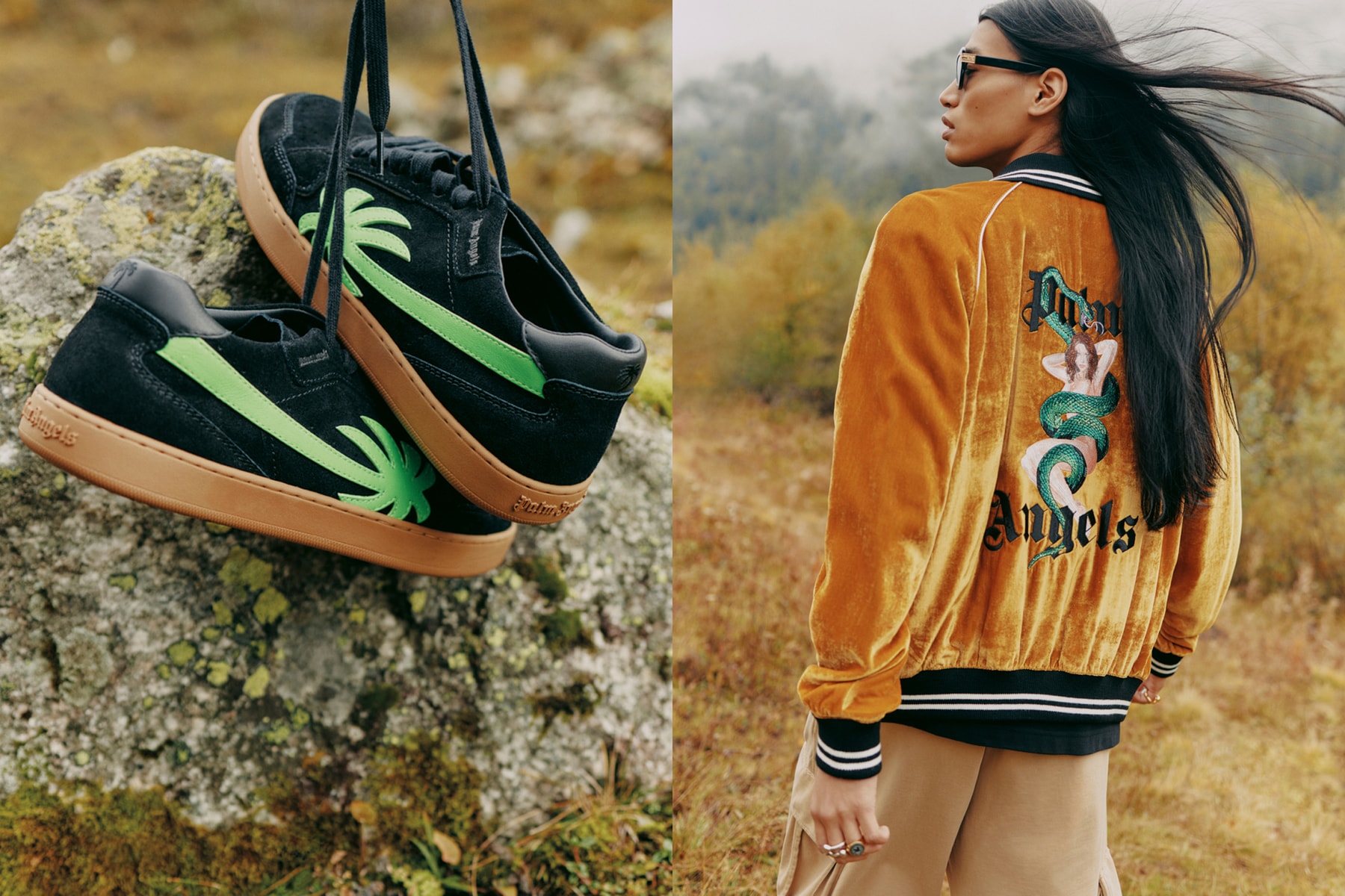 palm angels spring summer 2025 collection prints palm tree logo tracksuits PA4 Fluo runner venice sneaker trunks swimming coord tie dye shorts bomber jacket sequin 