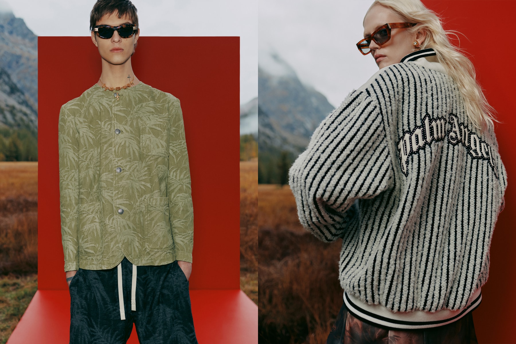 palm angels spring summer 2025 collection prints palm tree logo tracksuits PA4 Fluo runner venice sneaker trunks swimming coord tie dye shorts bomber jacket sequin 