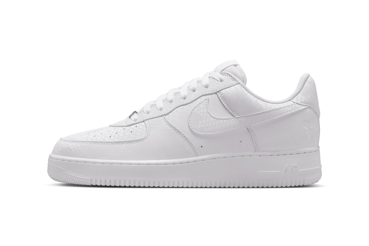 Kobe Bryant x Nike Air Force 1 Low "White" IB0018-100 first look teaser black mamba 8 24 swoosh los angeles lakers all white shoes sneakers