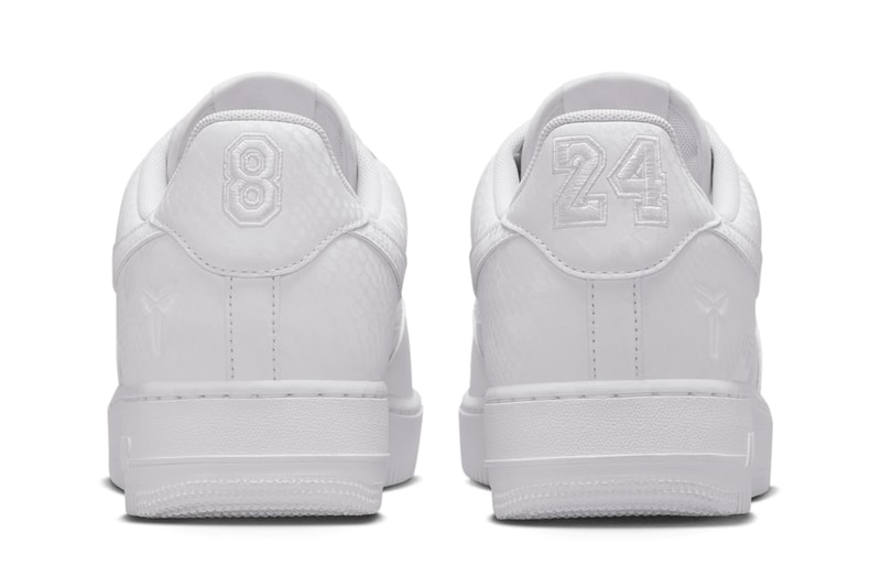 Kobe Bryant x Nike Air Force 1 Low "White" IB0018-100 first look teaser black mamba 8 24 swoosh los angeles lakers all white shoes sneakers