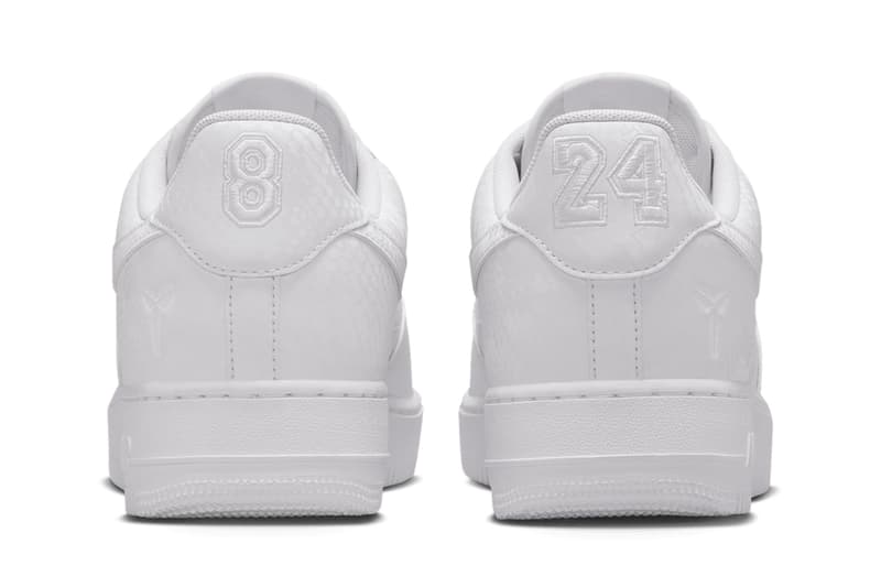 Kobe Bryant x Nike Air Force 1 Low "White" IB0018-100 first look teaser black mamba 8 24 swoosh los angeles lakers all white shoes sneakers