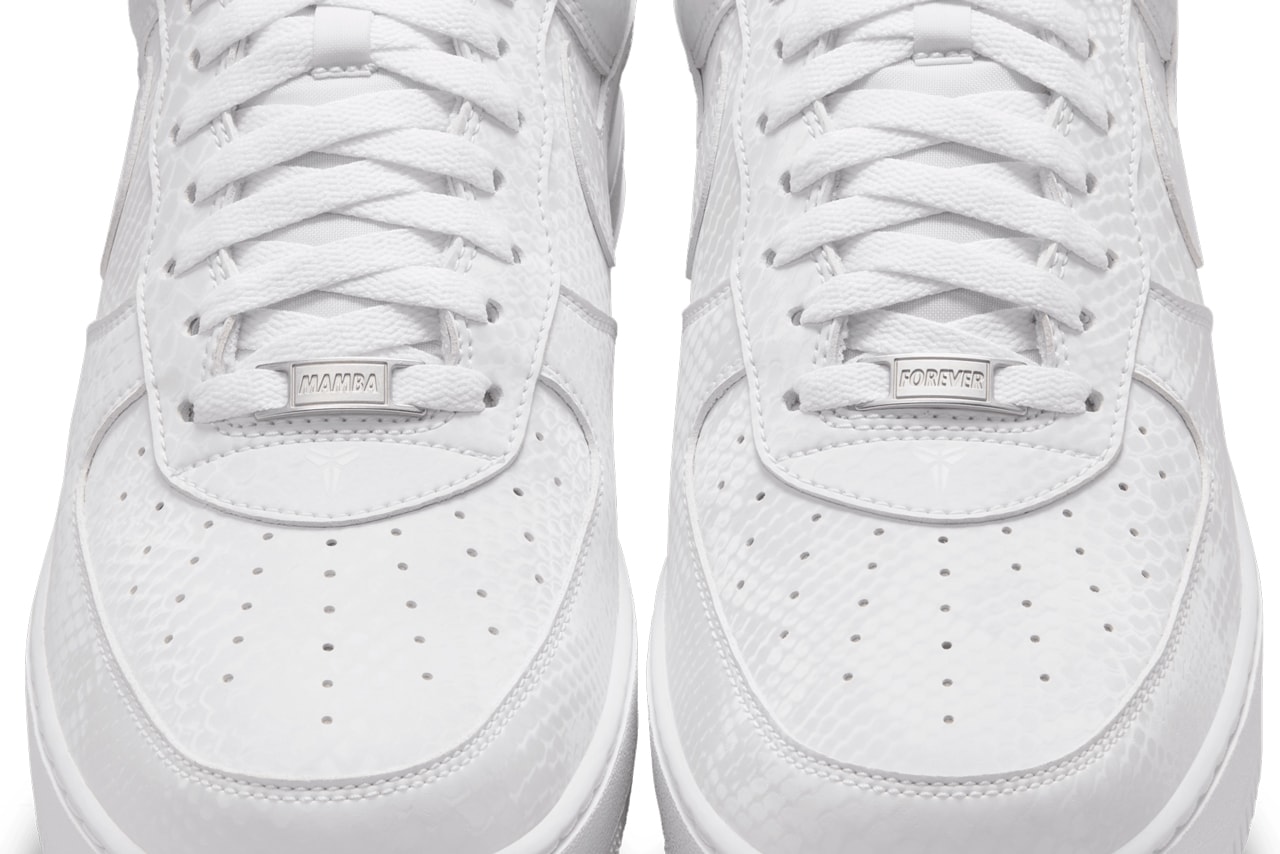 Kobe Bryant x Nike Air Force 1 Low "White" IB0018-100 first look teaser black mamba 8 24 swoosh los angeles lakers all white shoes sneakers