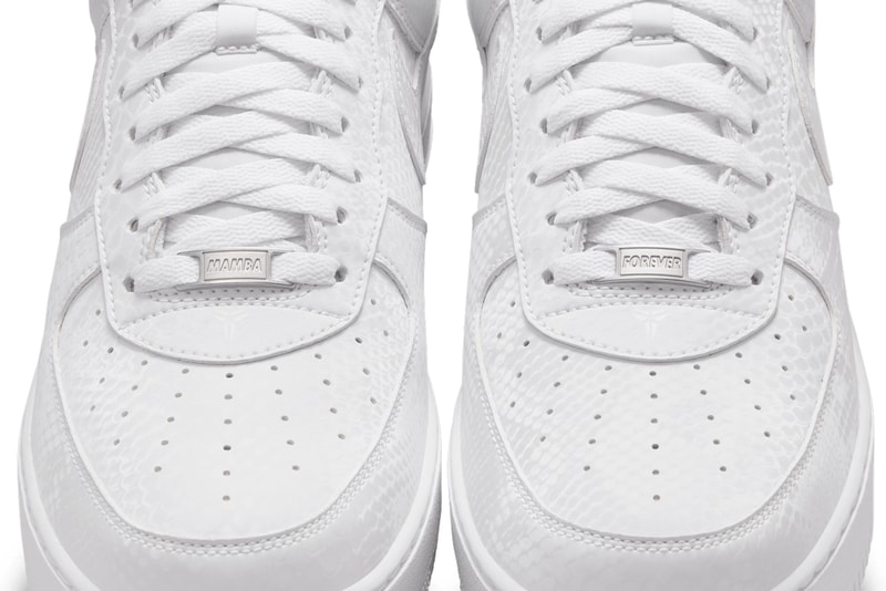 Kobe Bryant x Nike Air Force 1 Low "White" IB0018-100 first look teaser black mamba 8 24 swoosh los angeles lakers all white shoes sneakers