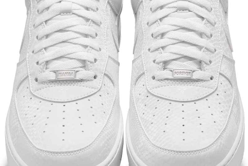 Kobe Bryant x Nike Air Force 1 Low "White" IB0018-100 first look teaser black mamba 8 24 swoosh los angeles lakers all white shoes sneakers