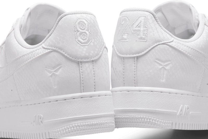 Kobe Bryant x Nike Air Force 1 Low "White" IB0018-100 first look teaser black mamba 8 24 swoosh los angeles lakers all white shoes sneakers