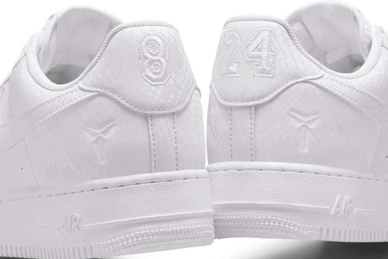 Kobe Bryant x Nike Air Force 1 Low "White" IB0018-100 first look teaser black mamba 8 24 swoosh los angeles lakers all white shoes sneakers