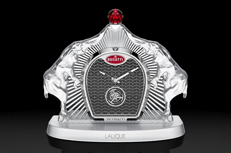 Jacob and Co x Bugatti x Lalique Calandre Table Clock Release Info