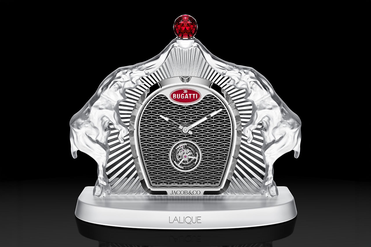 Jacob and Co x Bugatti x Lalique Calandre Table Clock Release Info