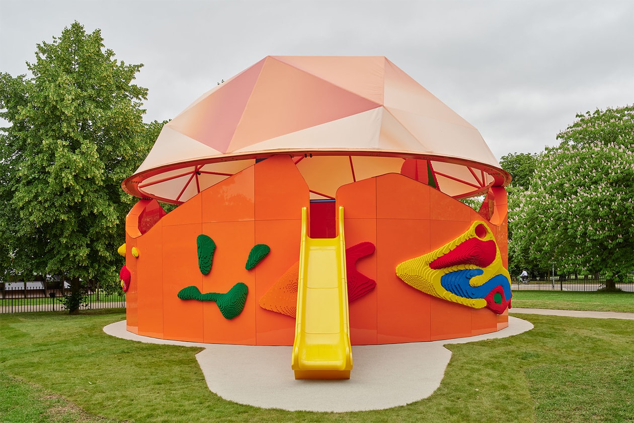lego group play pavilion serpentine gallery london united kingdom uk kensington gardens nike martine rose niko b flock together workshop creativity producer speedbuilding abstract art design sir peter cook architect survey