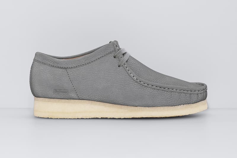 Supreme x Clarks Originals Spring 2025 Collaboration Release Info Collection three colorways natural crepe leather upper lining shoes slip ons wallabees