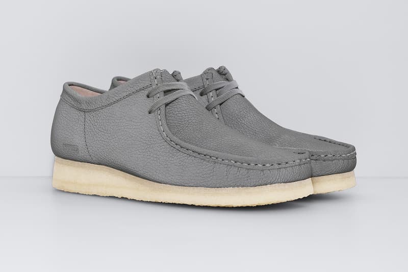 Supreme x Clarks Originals Spring 2025 Collaboration Release Info Collection three colorways natural crepe leather upper lining shoes slip ons wallabees