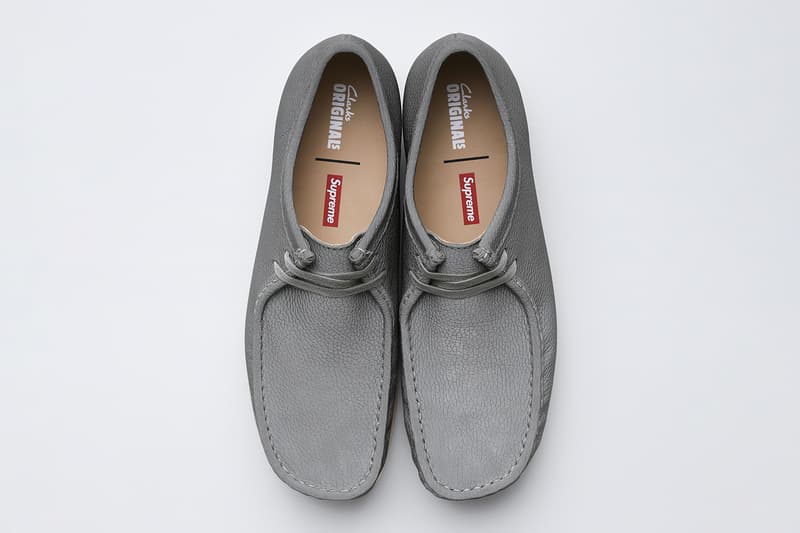 Supreme x Clarks Originals Spring 2025 Collaboration Release Info Collection three colorways natural crepe leather upper lining shoes slip ons wallabees