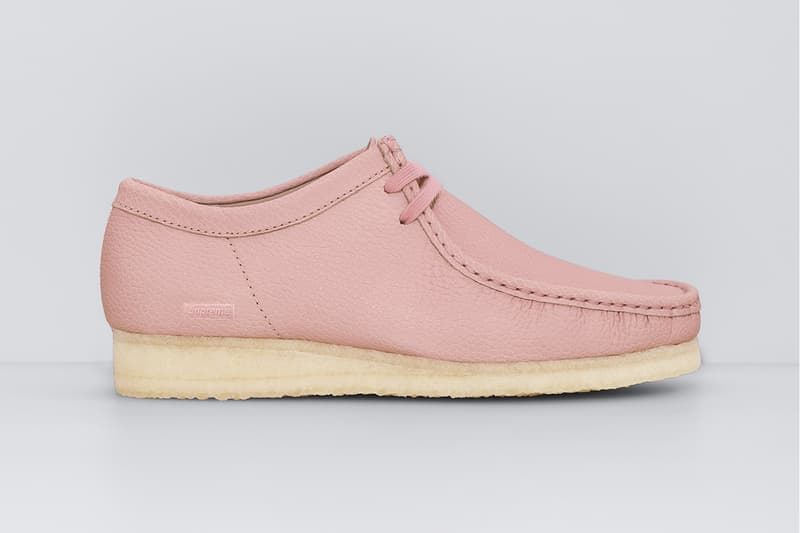 Supreme x Clarks Originals Spring 2025 Collaboration Release Info Collection three colorways natural crepe leather upper lining shoes slip ons wallabees