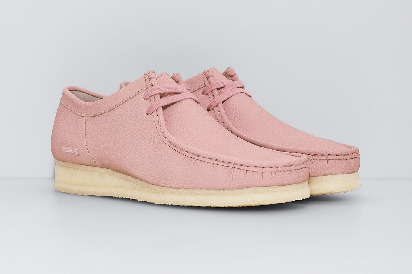 Supreme x Clarks Originals Spring 2025 Collaboration Release Info Collection three colorways natural crepe leather upper lining shoes slip ons wallabees