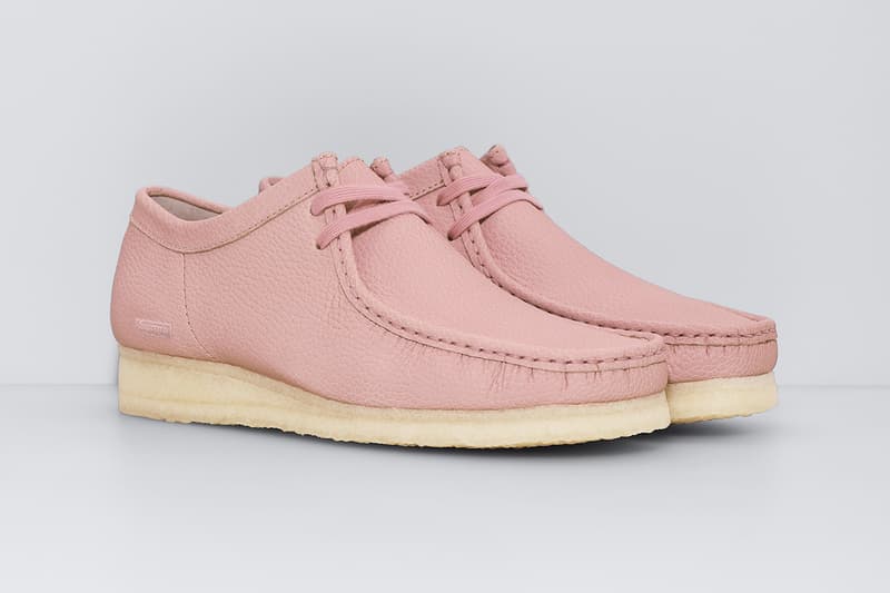 Supreme x Clarks Originals Spring 2025 Collaboration Release Info Collection three colorways natural crepe leather upper lining shoes slip ons wallabees