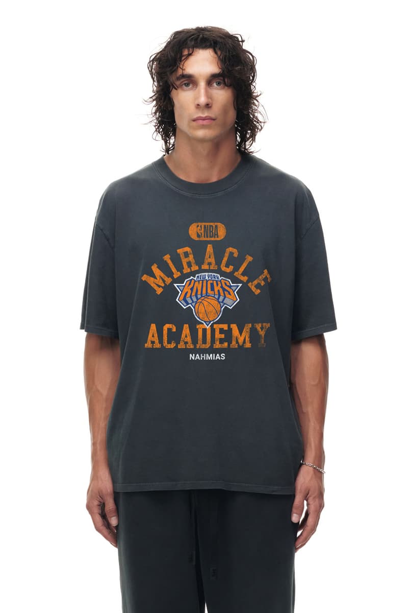 NAHMIAS Miracle Academy x NBA x Fanatics Collab Drop New York Knicks Shirt Timothée Chalamet courtside finals basketball