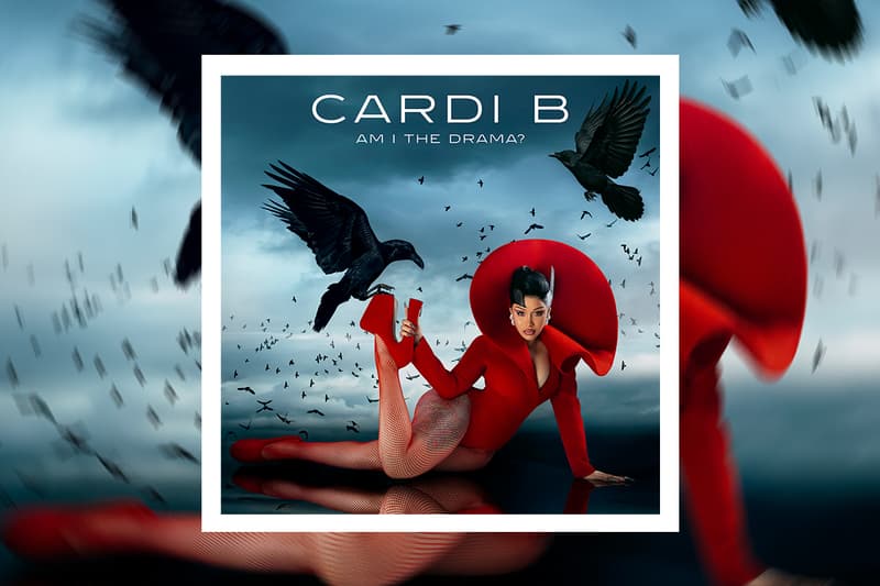 A striking blend of fashion and nature as Cardi B poses amid a sea of black birds.