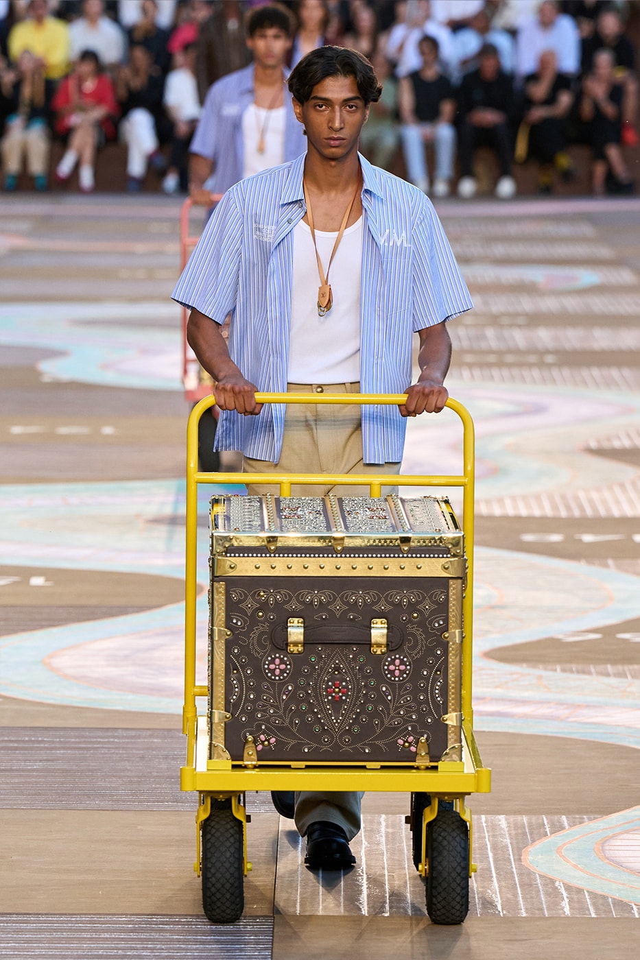 Pharrell Williams Louis Vuitton SS26 Paris Fashion Week Collection runway skateboard p india wearability lvmh suits beyonce jay-z clipse 