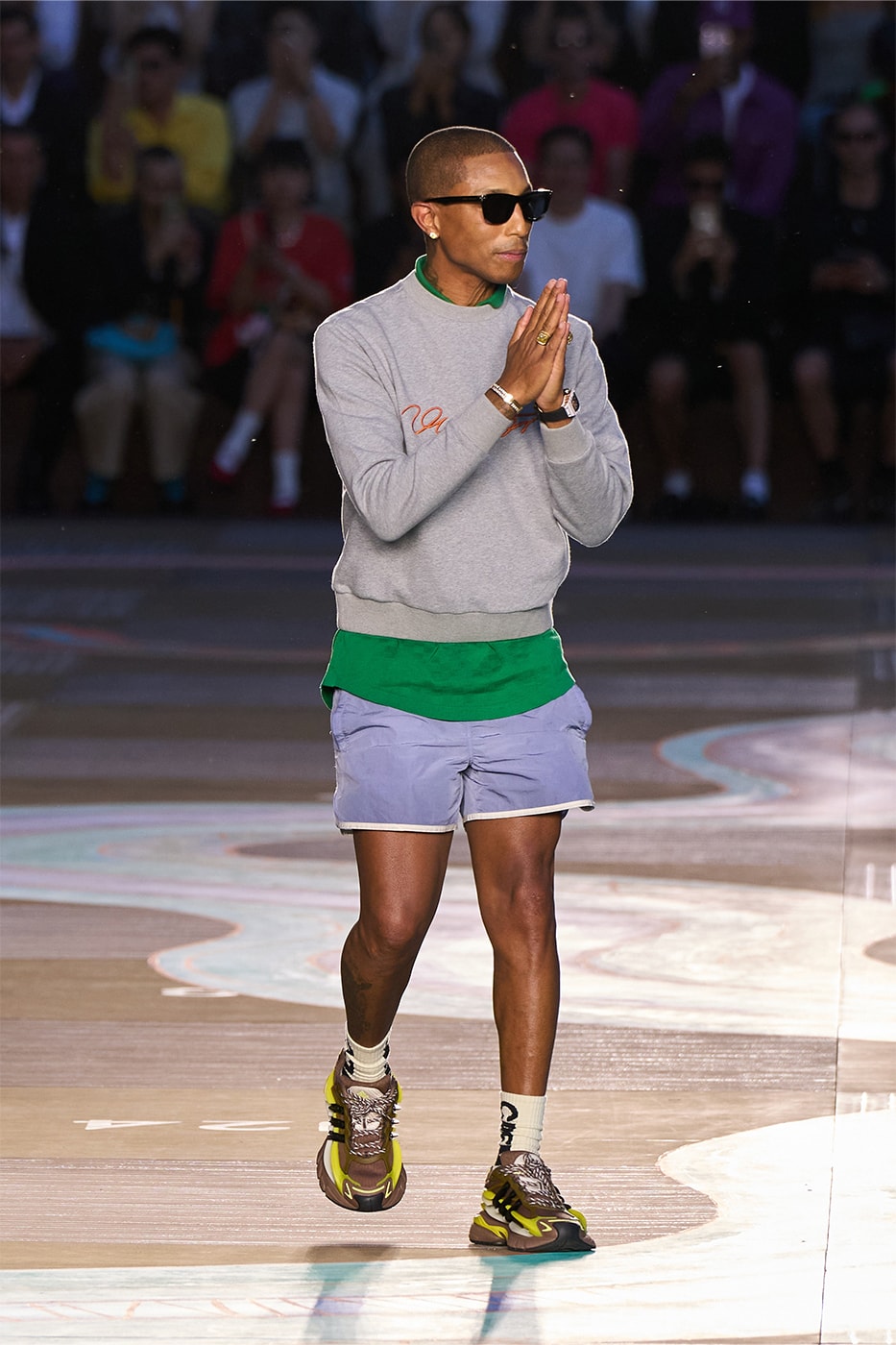 Pharrell Williams Louis Vuitton SS26 Paris Fashion Week Collection runway skateboard p india wearability lvmh suits beyonce jay-z clipse 