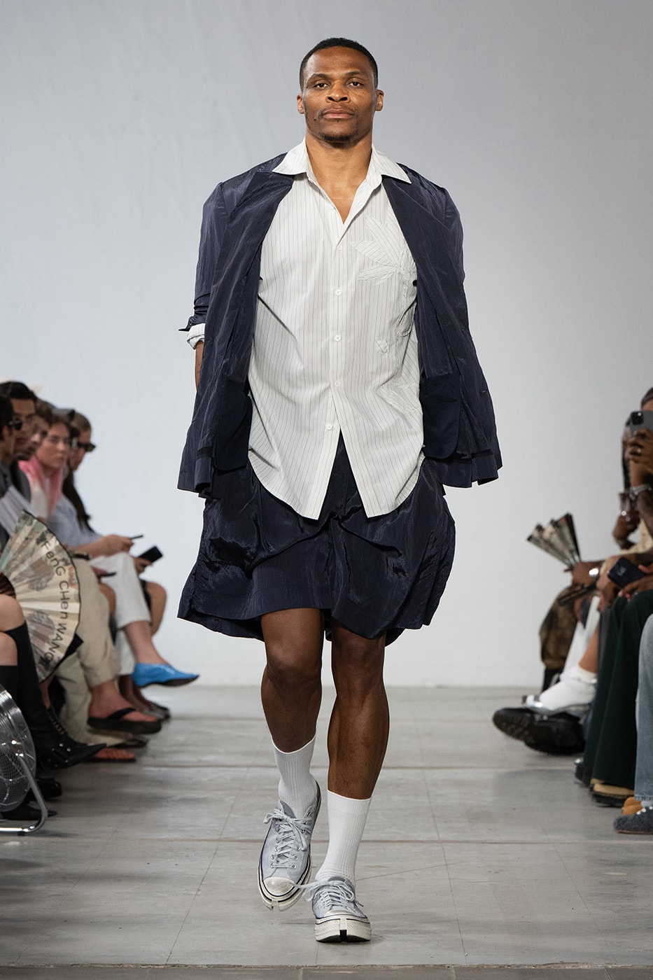 Feng Chen Wang SS26 Paris Fashion Week Collection converse collaboration russell westbrook runway model friends dyeing technique london based chinese designer