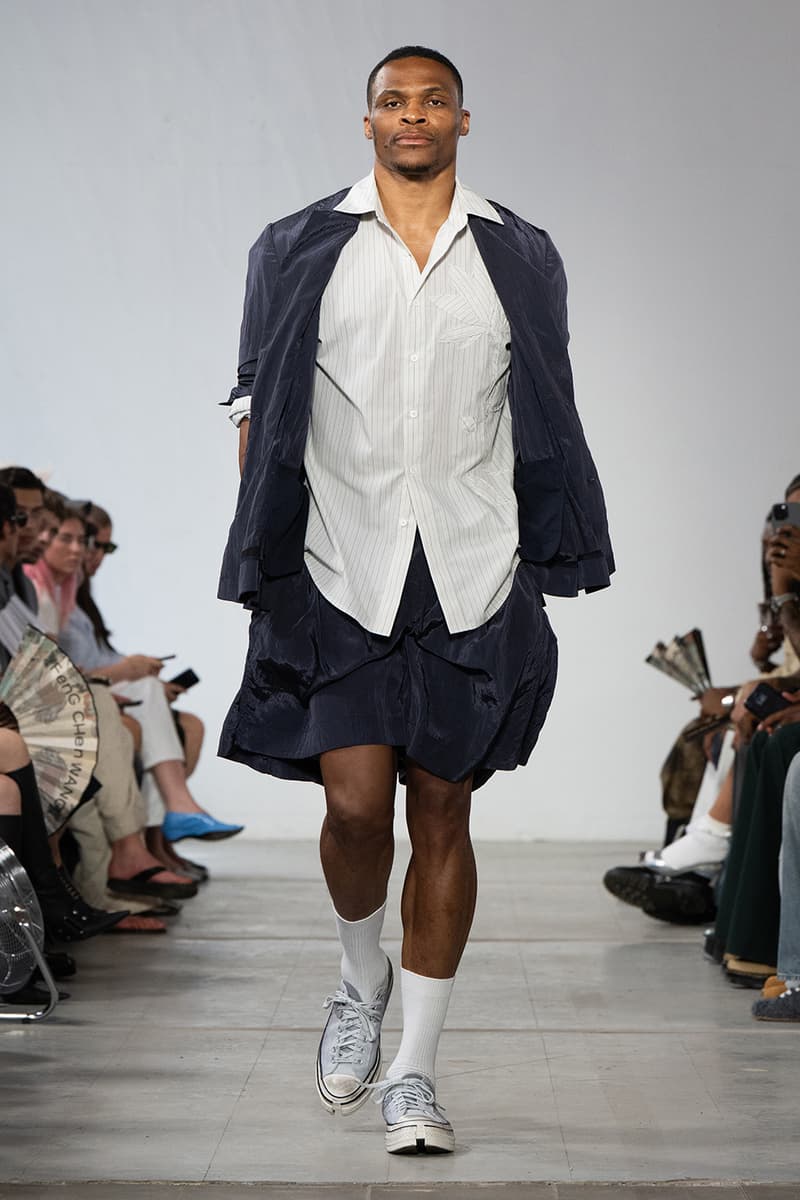 Feng Chen Wang SS26 Paris Fashion Week Collection converse collaboration russell westbrook runway model friends dyeing technique london based chinese designer