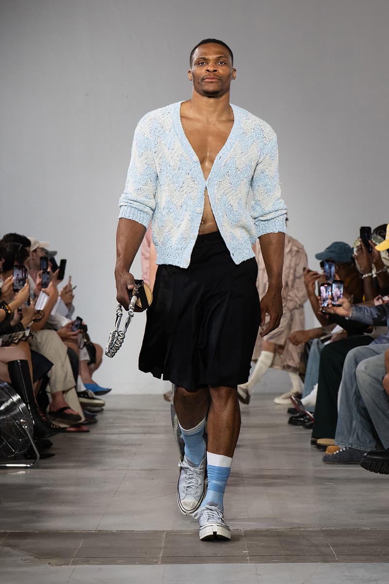 Feng Chen Wang SS26 Paris Fashion Week Collection converse collaboration russell westbrook runway model friends dyeing technique london based chinese designer