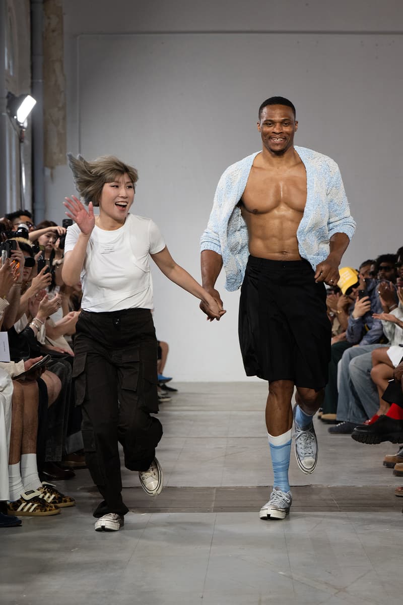 Feng Chen Wang SS26 Paris Fashion Week Collection converse collaboration russell westbrook runway model friends dyeing technique london based chinese designer