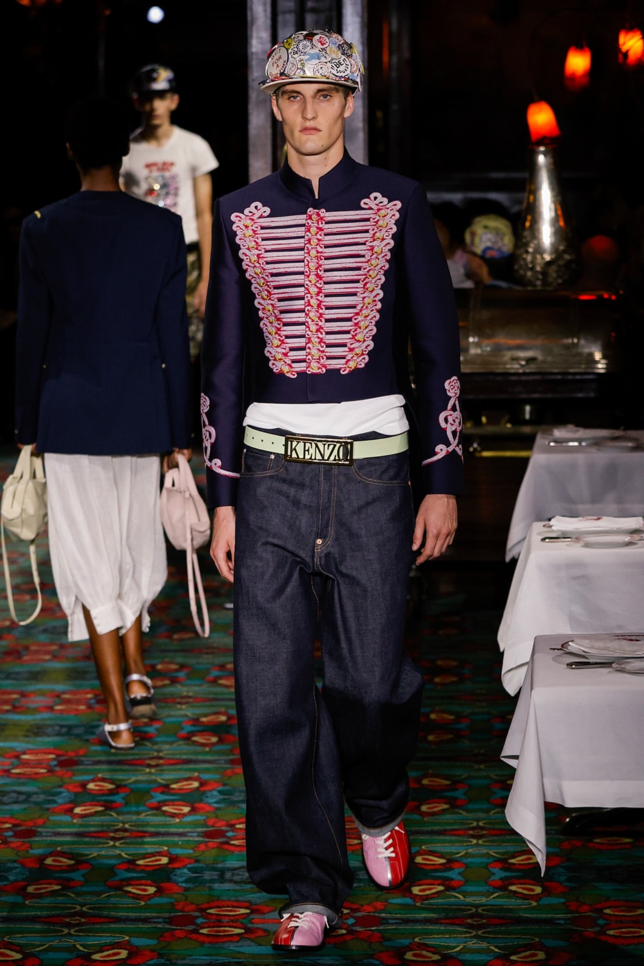 Nigo Kenzo Paris Fashion Week SS26 Collection futura collaboration spring summer 2026 hiroshi fujiwara maxims paris restaurant