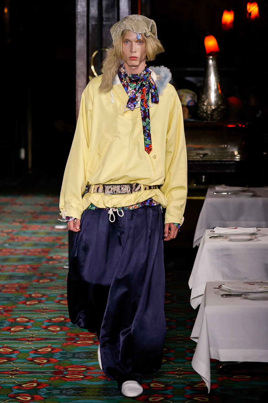 Nigo Kenzo Paris Fashion Week SS26 Collection futura collaboration spring summer 2026 hiroshi fujiwara maxims paris restaurant
