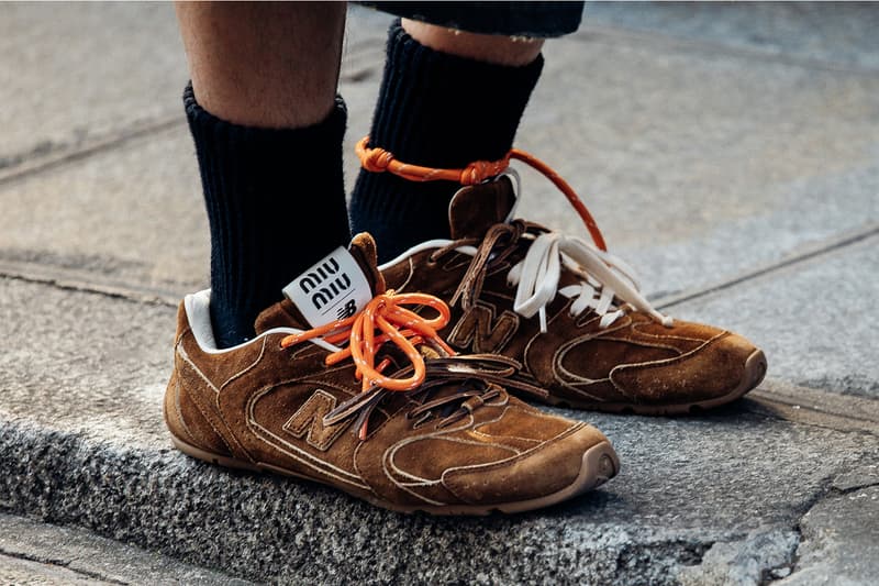 Best Footwear Trends at Paris Fashion Week SS26 asics new balance nike adidas buttery leather louis vuitton dior jonathan anderson new balance 2000 abzorb joe fresh goods bad bunny ew balance abzorb 2000, the doublet x asics gel kayano 20, bad bunny adidas ballerina, miu miu x new balance, nike shox x martine rose asics gel nunobiki, puma mostra, nike air max 1000