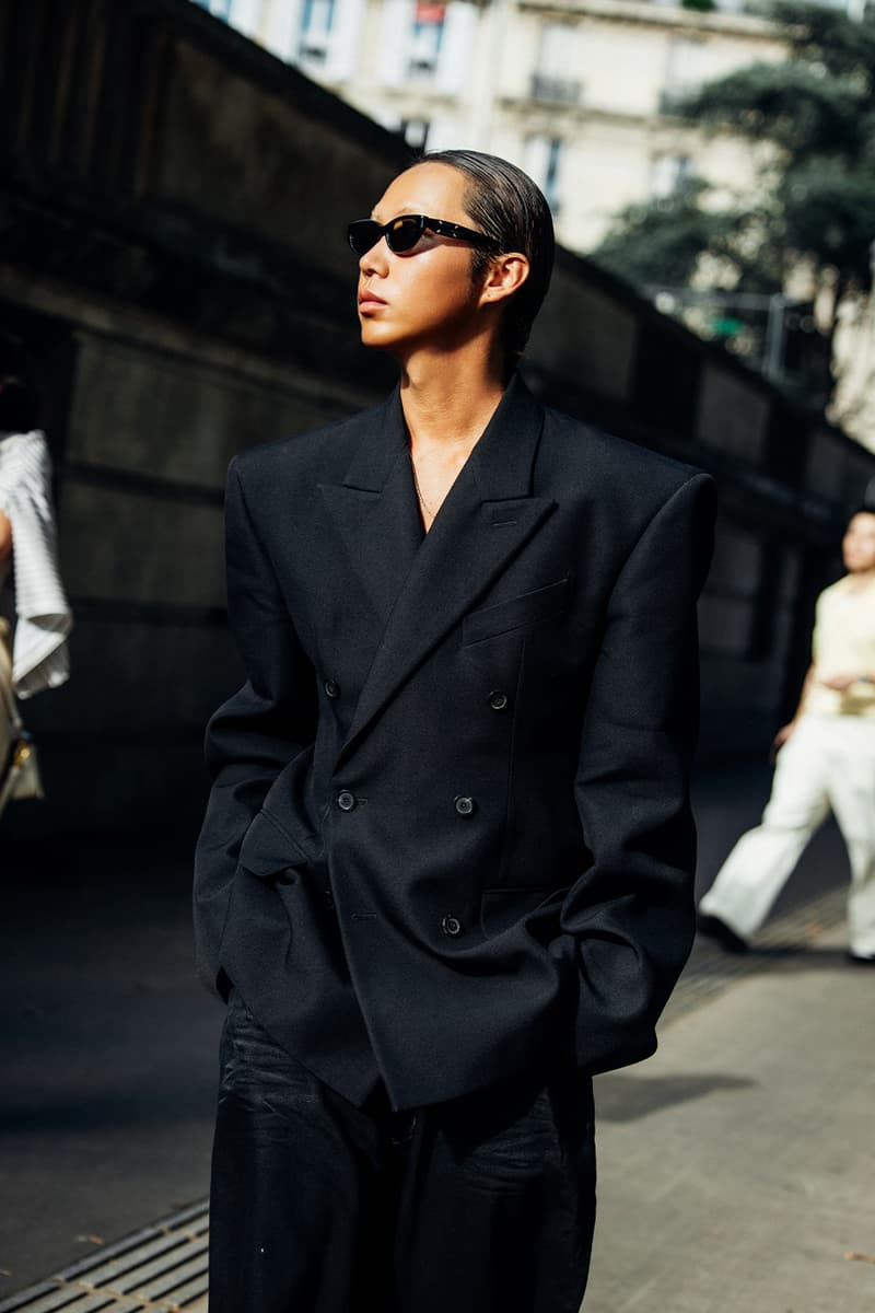 Paris Fashion Week SS26 Street Style louis vuitton suits leather ensembles balenciaga palace skateboards soccer jerseys rick owens cult relaxed suiting denim on denim streetwear