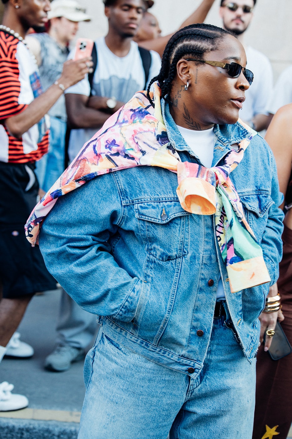 Paris Fashion Week SS26 Street Style louis vuitton suits leather ensembles balenciaga palace skateboards soccer jerseys rick owens cult relaxed suiting denim on denim streetwear